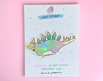 Holographisch Stegosaurus / Kentosaurus | Gestanzte Vinyl Dinosaurier Sticker Bogen | Glänzendes Finish |  Holografischer Effekt | Wasserfest