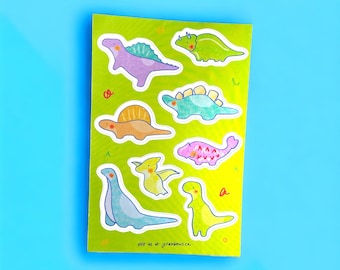 Dino autocollants griffonnés en vinyle imperméable de qualité supérieure - Lavables au lave-vaisselle | T-Rex, stégosaure, ankylosaure, tricératops, brontosaure,
