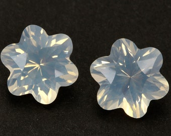 2.90Cts Blue Moon Quartz Flower Shape Gemstone | 9.25mm Fancy Cut | White Color | Natural Gemstone | Making for Jewelry | (ULSM29)