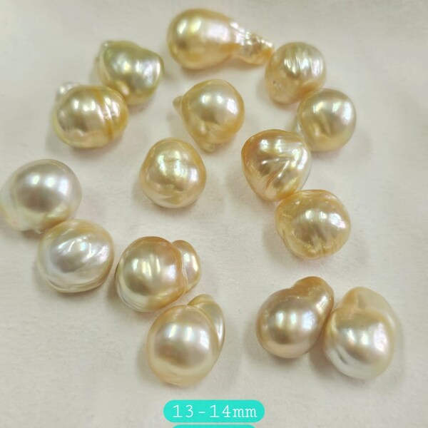 13-14mm Real Golden South Sea Pearl | Undrilled Baroque Pearl | Natural Pearl | No Dyed | No Treatment | Gift for Her | Gift Mom | (HLCI52)