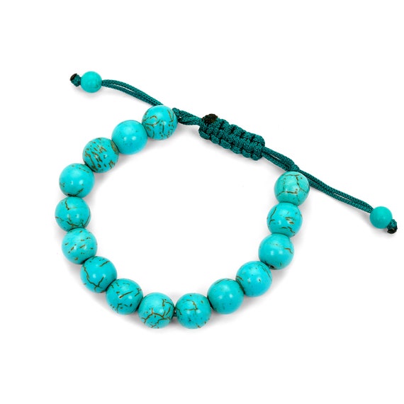 8mm Magnesite Turquoise Adjustable Bracelet | Nat… - image 4