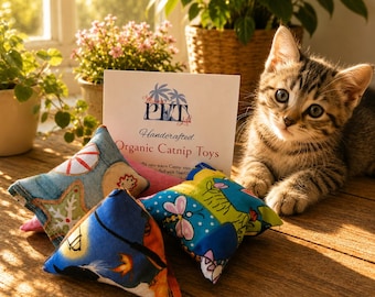 Catnip Cat Toy 4 Pack: Organic Catnip & Silvervine, Toys for Cats and kittens