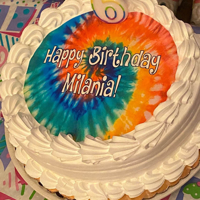 Tie Dye Edible cake topper Colorful Photo Frosting sheet | Etsy