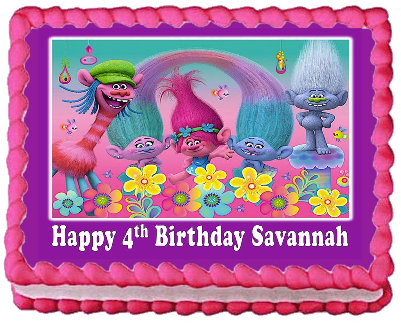Trolls Birthday/Thank you Edible Personalised Cupcake Toppers