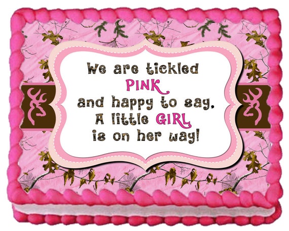 Pink Camouflage Edible Baby Shower Cake Toppers Party Etsy