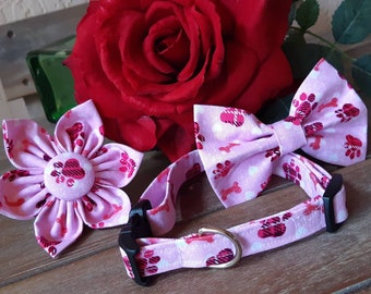 Valentine's Day Pet Collar, Collar on Flower,  Bow tie, Dog, Cat, Puppy Gift