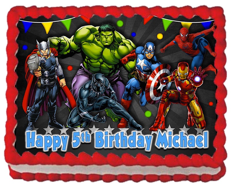 Super Heroes Edible Cake Topper Boys Birthday Idea Photo Etsy - 12 roblox character boy 2 precut edible cupcake toppers