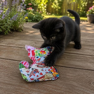 Cat Buddy - Organic Catnip filled Cat Toy, Handmade quilted cat, Funny Gift