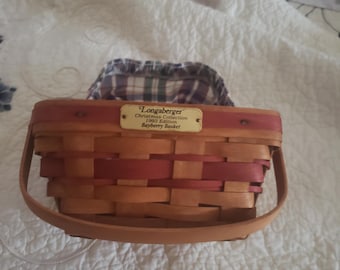 Vintage basket, Collectible, Bayberry basket,Plaid print basket, Longaberger, basket, Craft basket, Vintage Longaberger