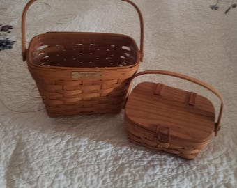 Vintage basket, Longaberger, Holiday basket, Craft basket, Wood basket, Basket, Collectible basket, Dresden basket, Wicker basket,
