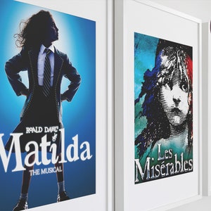 Broadway Show Prints | Playbill Art | Musical Theater Gift | Gift for Actor | Drama kid gift | Six Musical | Les Miserables