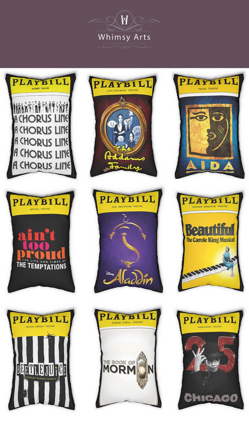 Broadway Program Pillows Playbill Art Musical Theater Gift Gift for Actor Drama kid gift Six Musical Les Miserables image 3