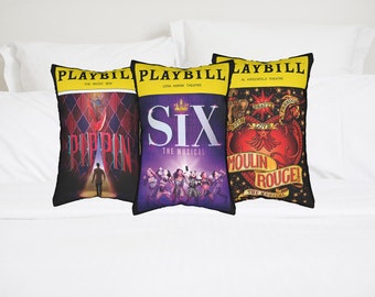 Broadway Program Pillows | Playbill Art | Musical Theater Gift | Gift for Actor | Drama kid gift | Six Musical | Les Miserables