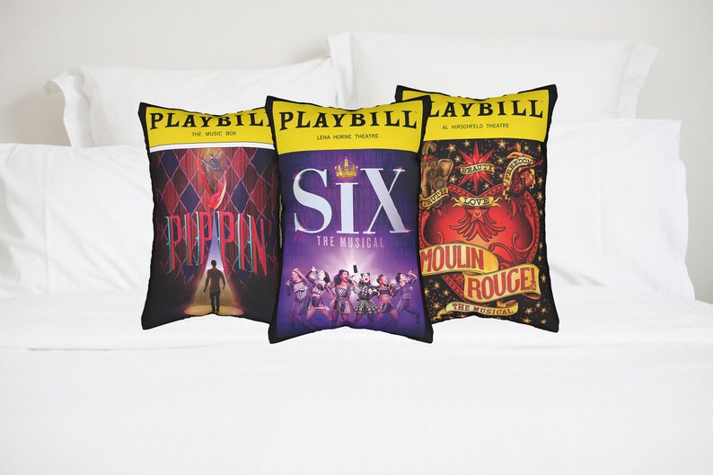 Broadway Program Pillows Playbill Art Musical Theater Gift Gift for Actor Drama kid gift Six Musical Les Miserables image 1
