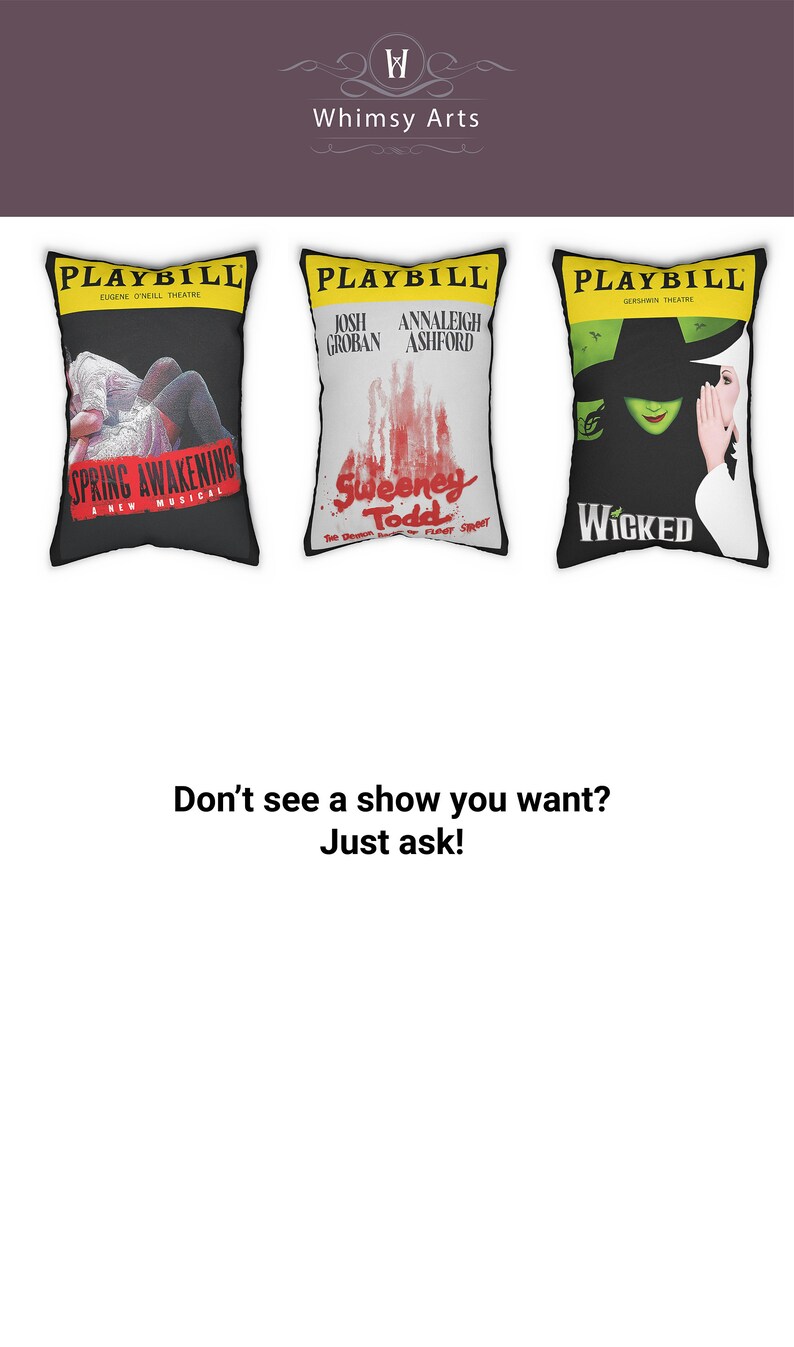 Broadway Program Pillows Playbill Art Musical Theater Gift Gift for Actor Drama kid gift Six Musical Les Miserables image 7