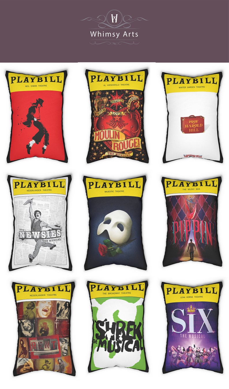 Broadway Program Pillows Playbill Art Musical Theater Gift Gift for Actor Drama kid gift Six Musical Les Miserables image 6