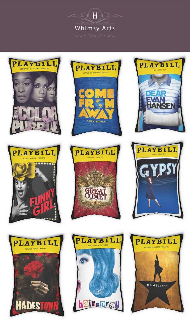 Broadway Program Pillows Playbill Art Musical Theater Gift Gift for Actor Drama kid gift Six Musical Les Miserables image 4