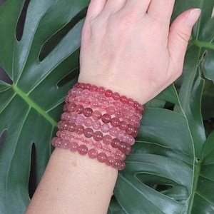 Strawberry Quartz Beaded Bracelet