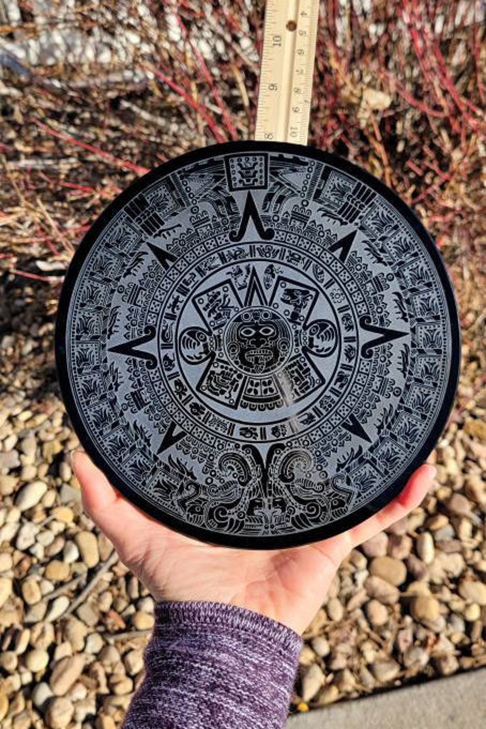 Aztec Calendar Obsidian Mirror 4 6 8 Etsy