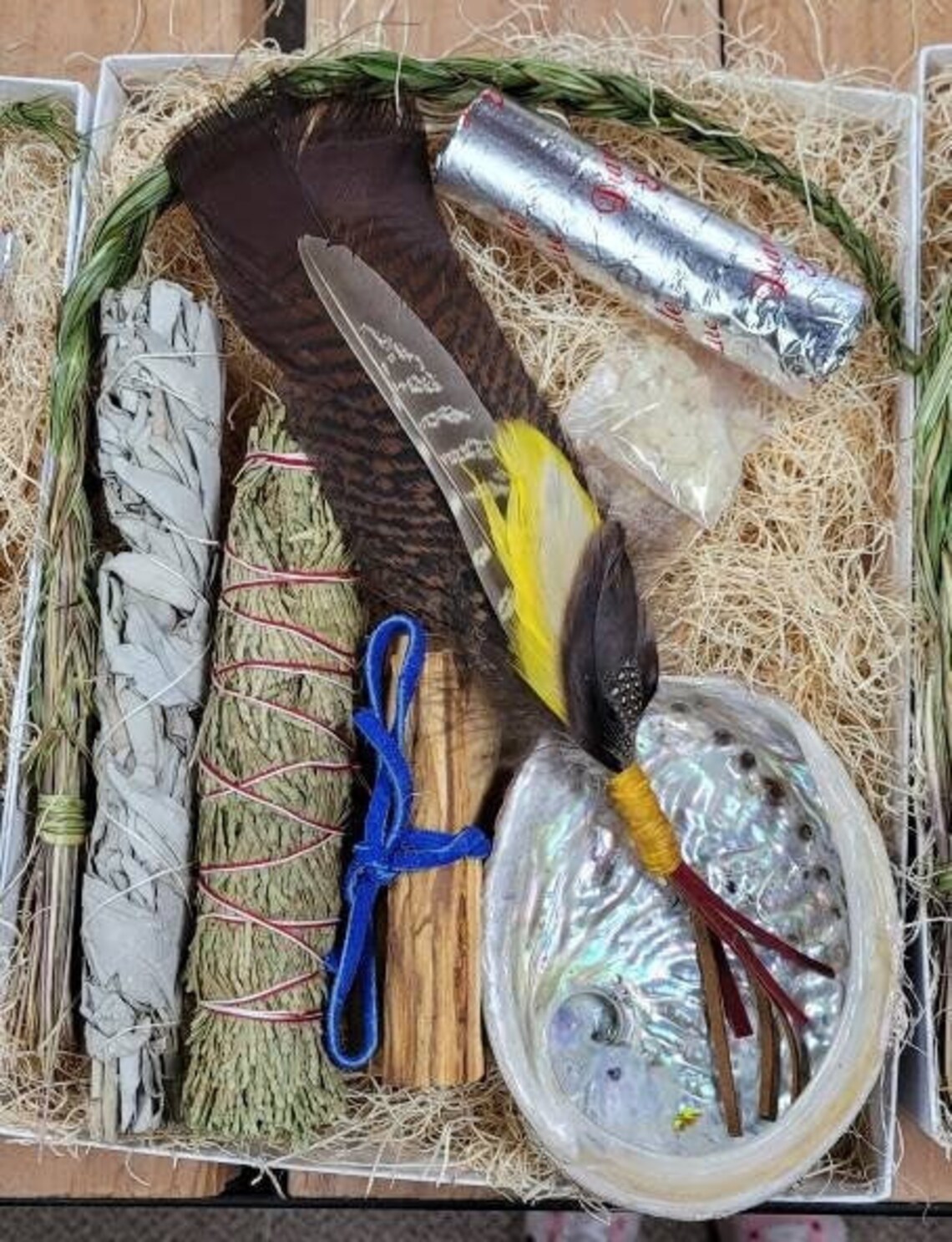 Smudge Kit Deluxe Smudge Kit With Sweetgrass * Sage * Cedar * Palo Santo * Abalone ...