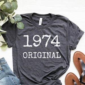 Camiseta de cumpleaños número 51, original de 1974, divertida camiseta de cumpleaños número 51, regalo de cumpleaños número 51, camiseta de mujer de cumpleaños número 51, camiseta de 1974