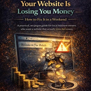 May include: An advertisement for Fortis Media. The image shows a computer screen with a cracked display, coins falling into a drain, and the text "Your Website Is Losing You Money". The text also reads "How to Fix It in a Weekend".