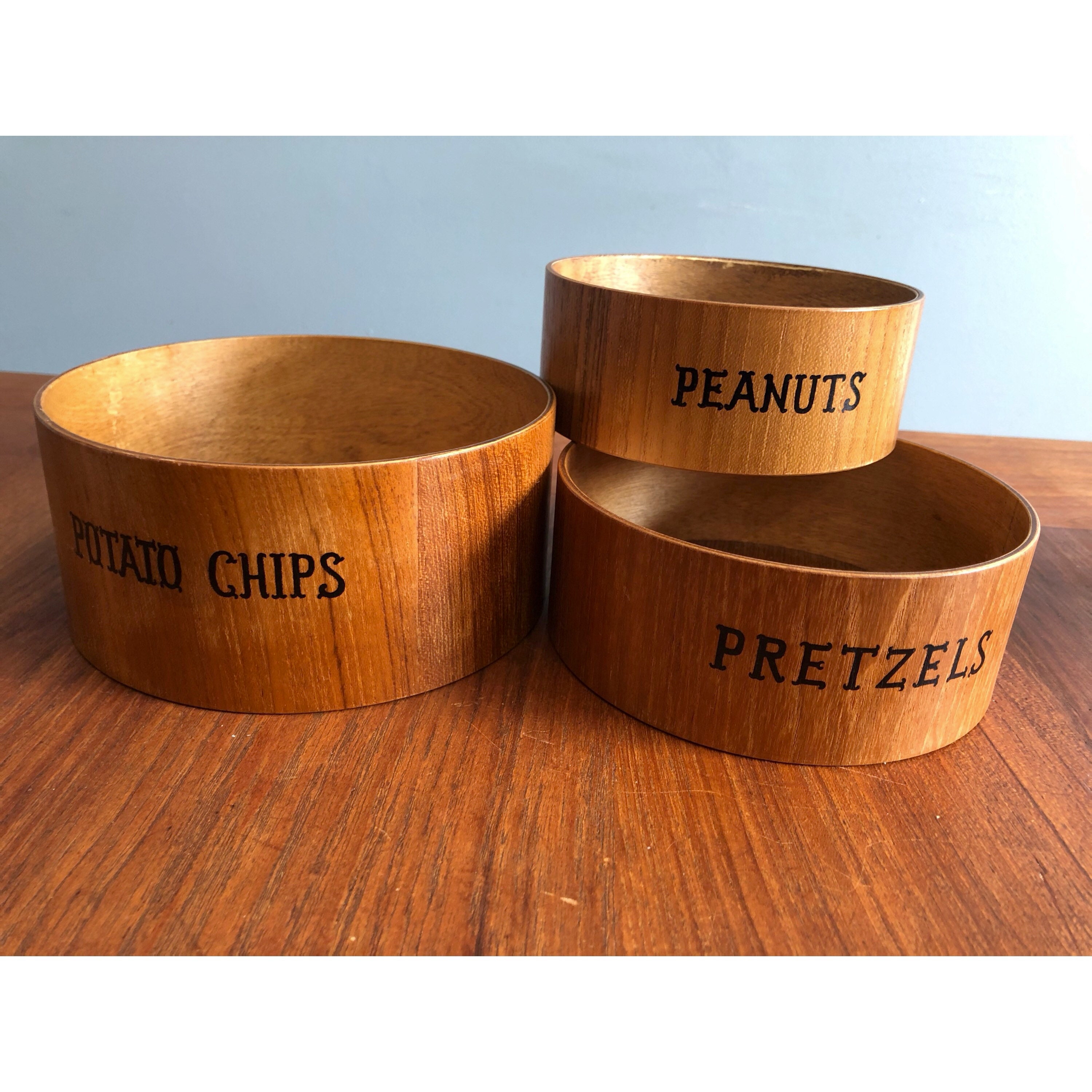 Vintage Snack Bowls Wood Nesting Bowls Made in Japan Retro Etsy