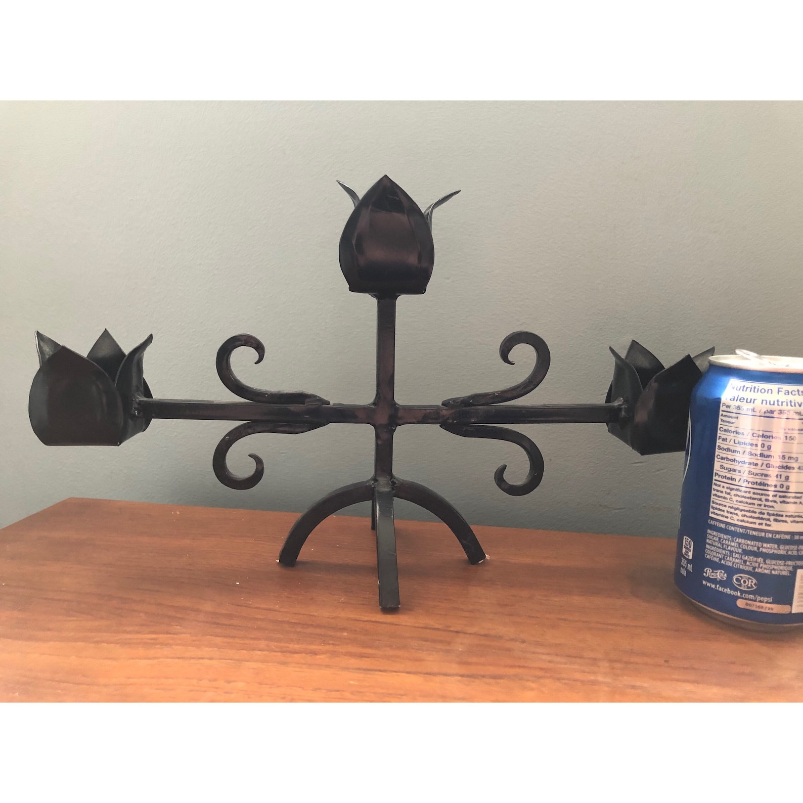 Wrought Iron Candelabra 3 Taper Candle Holder Iron Metal Etsy