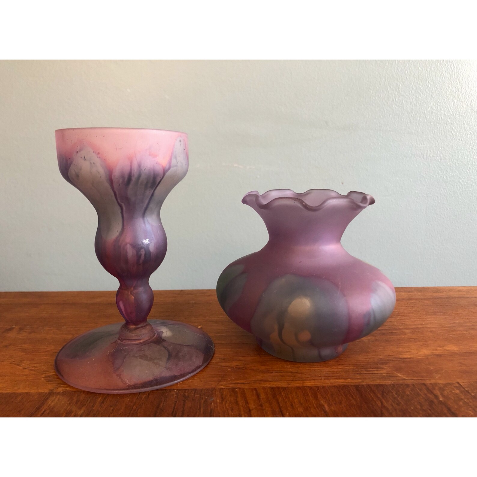 Reuven Glass Candlestick & DecoArt Vase Canadian Glass Etsy