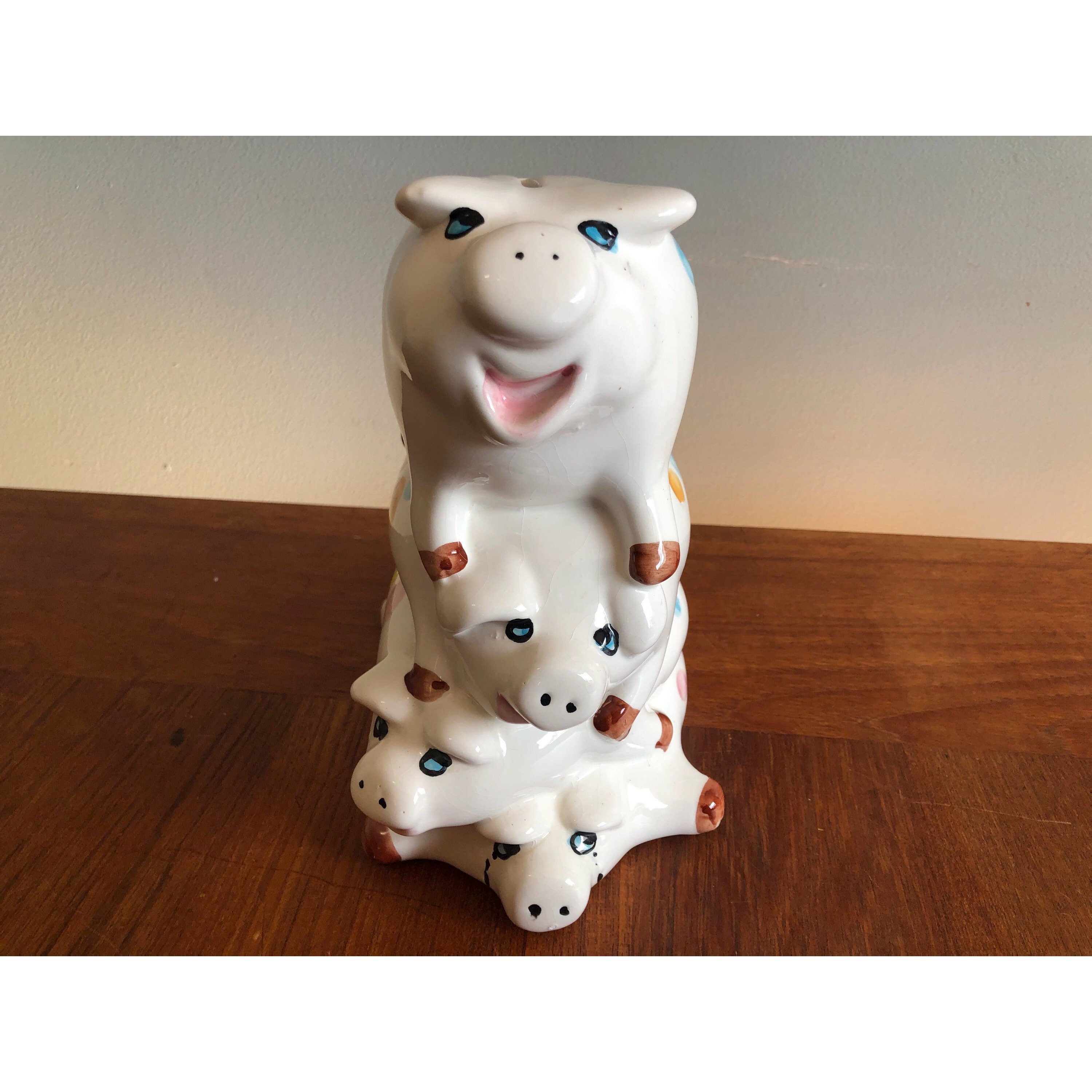 Vintage Piggybank Unisex Large Coin Bank Stack of Pig Etsy