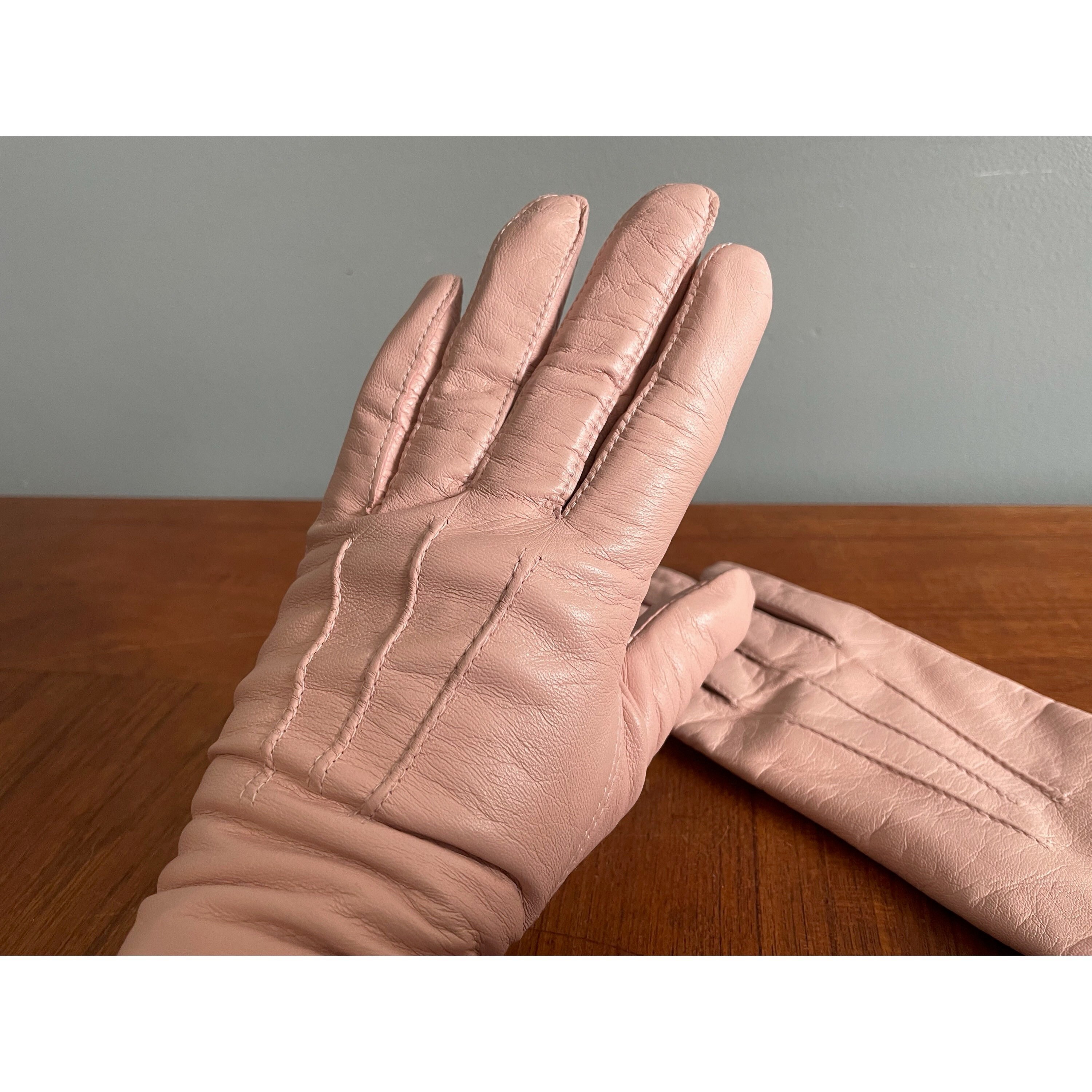 Blush Pink Leather Gloves Ladies Size 7.5 Womens Medium - Etsy