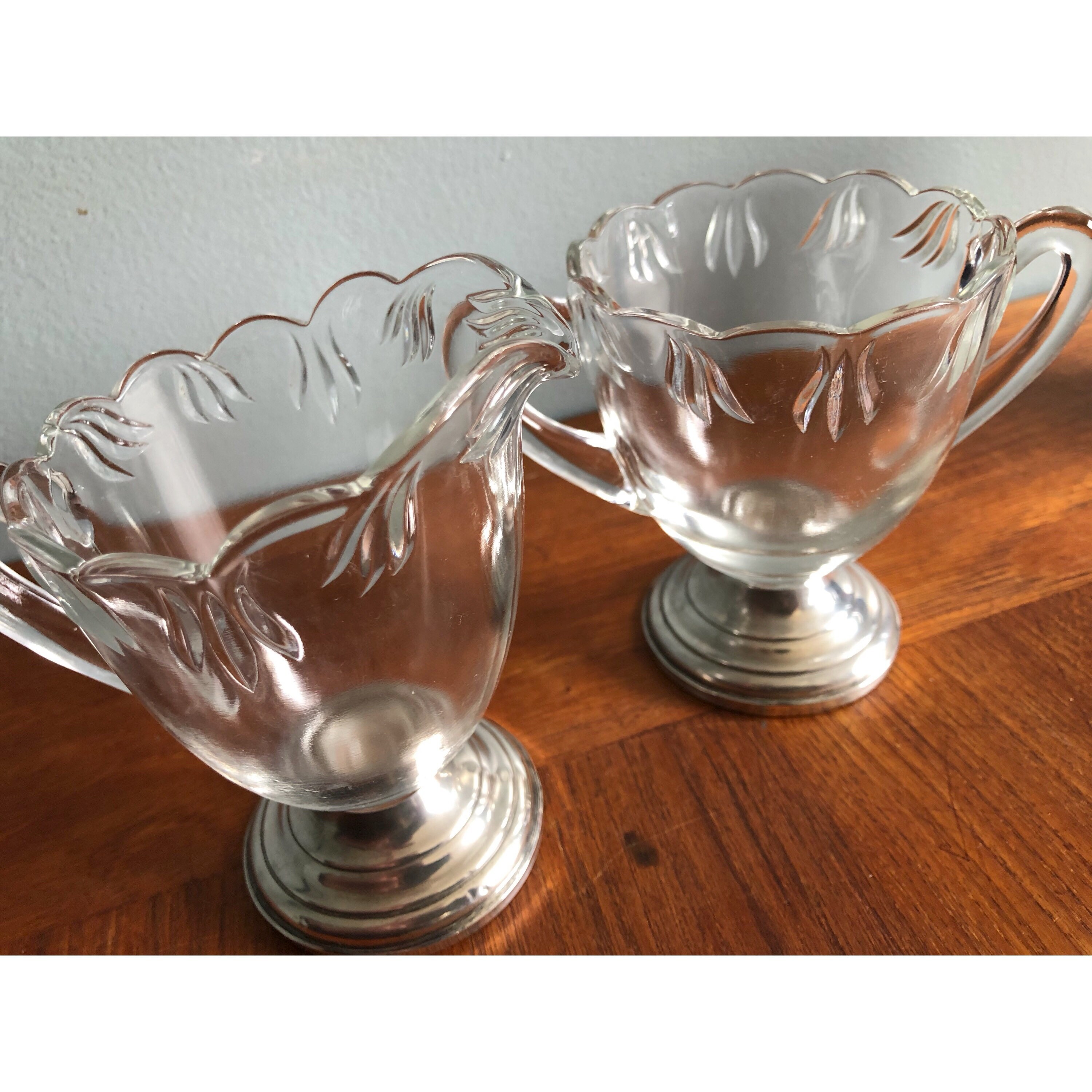 Vintage Sugar & Creamer Set Coffee and Tea Service Glass and Etsy
