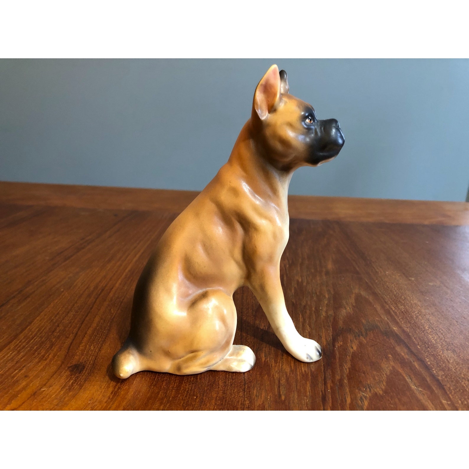 Vintage Boxer Figurine Porcelain Dog Figure Ceramic Boxer Etsy