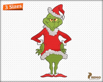 Digital File Instant Download Grinch Embroidery Design 10 File Formats 8 Si...