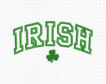 Lucky Embroidery Design, Irish Applique Designs, St Patricks day Applique Embroidery Design, Shamrock Clover Varsity Machine Embroidery File