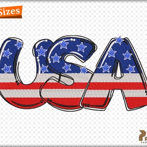 USA Embroidery Machine Design, USA American Flag Letter Embroidery Design Files, Patriotic Embroidery Design -  Instant Download Embroidery