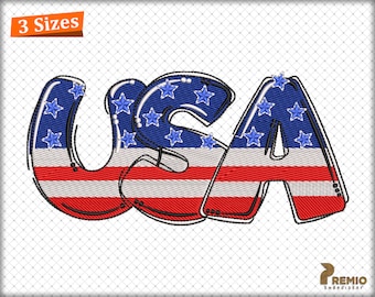 USA Embroidery Machine Design, USA American Flag Letter Embroidery Design Files, Patriotic Embroidery Design -  Instant Download Embroidery