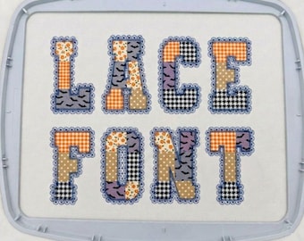Lace Embroidery Font, Lace Applique Font Applique Design, Faux Lace Halloween Font Embroidery File, Alphabet Applique, Lace Applique Letters