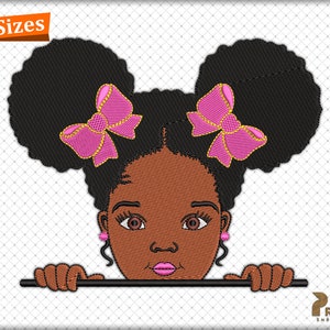 Afro Peekaboo Girl Embroidery Design, Black Girl Woman Embroidery Design, African American Embroidery Designs, Black Woman Embroidery Design