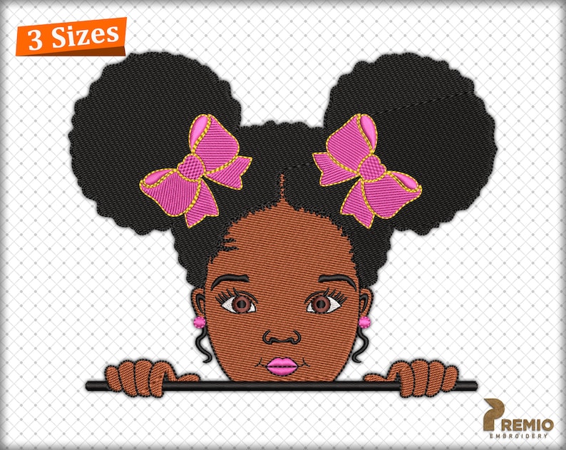 Afro peekaboo girl embroidery design black girl woman  etsy