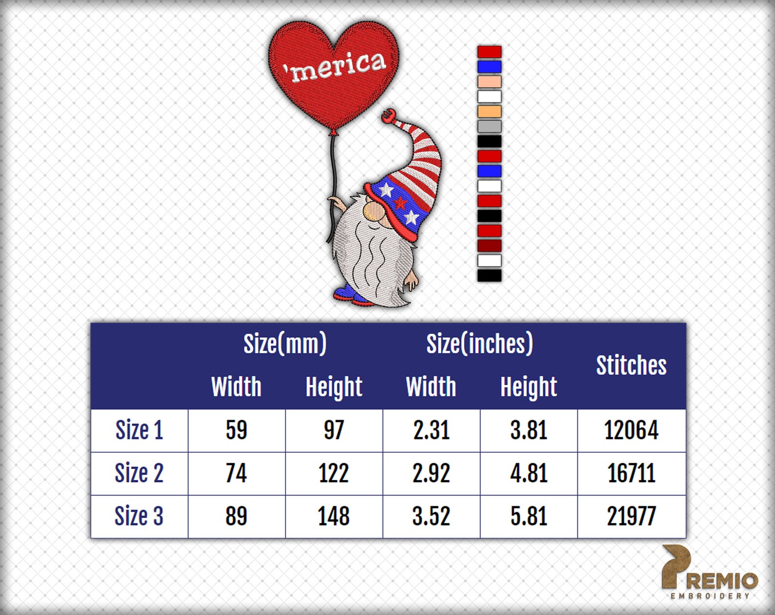 4th of july gnome embroidery design us flag gnomes patriotic  etsy