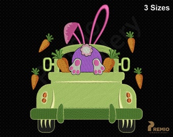 Diseño de bordado de coche de Pascua feliz, diseños de bordado de Pascua, archivos de diseño de bordado de conejito de Pascua, diseños de bordado de Pascua para máquina