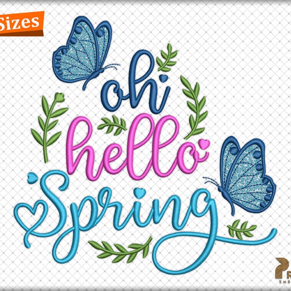 Hello Spring Embroidery Designs, Happy Spring, Happy Easter, Funny Easter, Spring Flowers, Welcome Spring Embroidery File - Instant Download