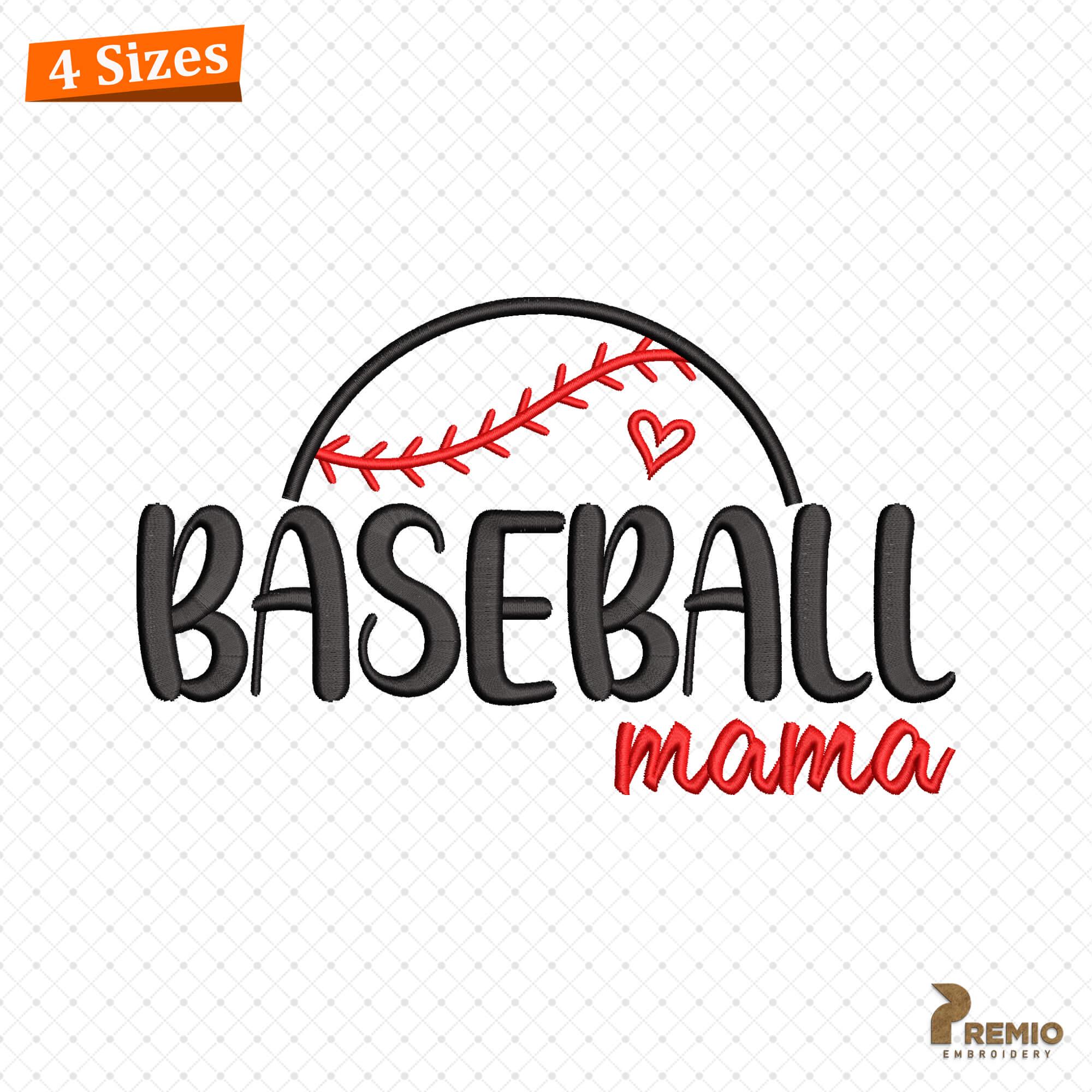 Baseball Mama Applique Embroidery Design, Baseball Mama Embroidery Design, Mothers Day Gift MOM Machine Embroidery Files - Instant Download