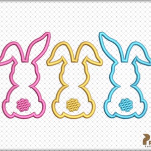 Bunny Applique Embroidery Design, Easter Embroidery Designs, Bunny Trio Machine Embroidery Files, Rabbit Applique Embroidery Rabbit Patterns
