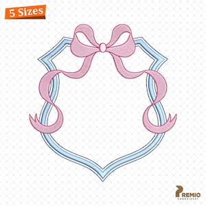 Bow Monogram Frame Embroidery Design, Monogram Bow Machine Embroidery Design, Monogram Bow Frame, Coquette Bow Embroidery Designs