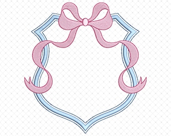 Bow Monogram Frame Embroidery Design, Monogram Bow Machine Embroidery Design, Monogram Bow Frame, Coquette Bow Embroidery Designs
