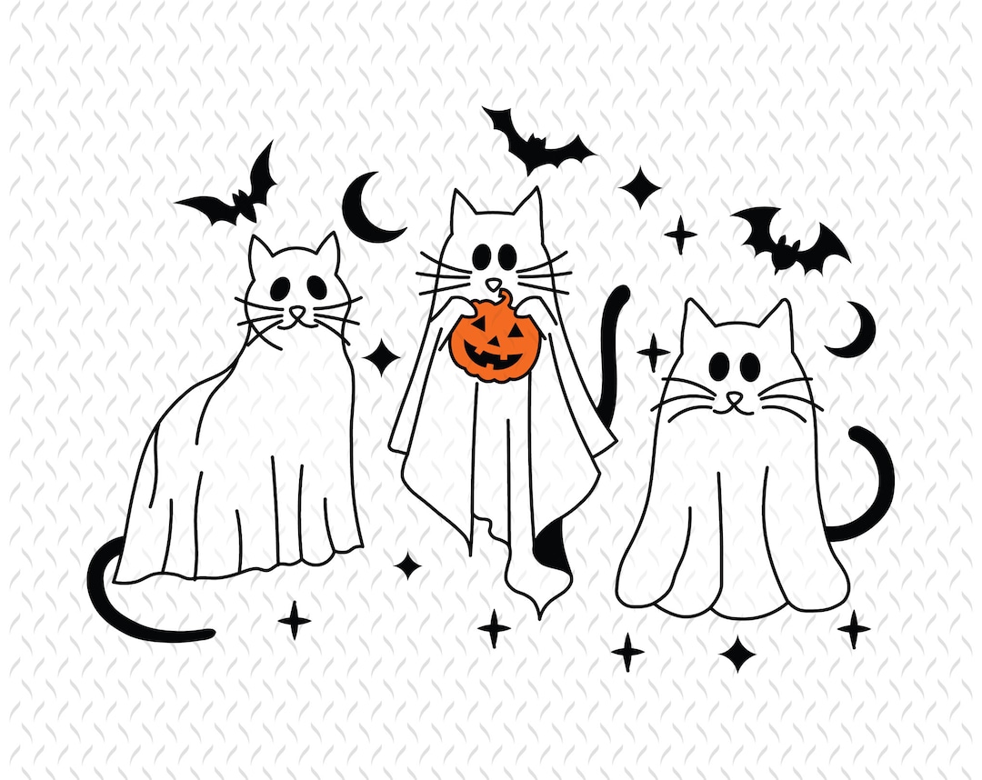Cat Ghost PNG, Halloween Cat Png, Ghost Cat Png, Halloween Png, Spooky