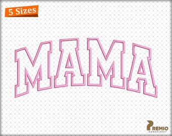 MAMA-Applikation-Stickmuster, Mama-Bogen-Applikation-Stickdateien, Muttertagsgeschenk, Mama-Stickmotive, 5 Größen, sofortiger Download