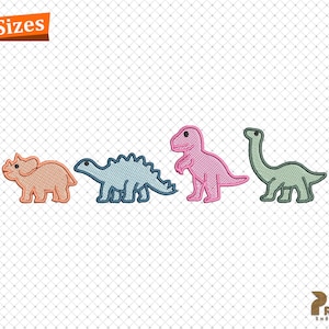 かわいい恐竜の刺繍デザイン、Tea-Rex 恐竜機械刺繍ファイル、恐竜好きの誕生日刺繍シャツのパターン - すぐにダウンロード